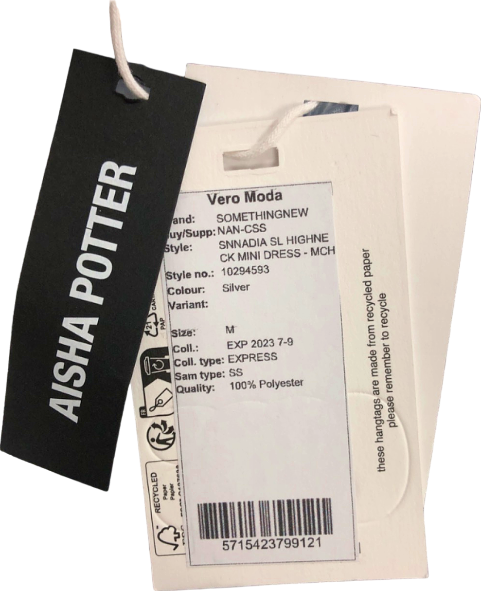 Vero Moda Silver SNADA SL Highneck CK Mini Dress M