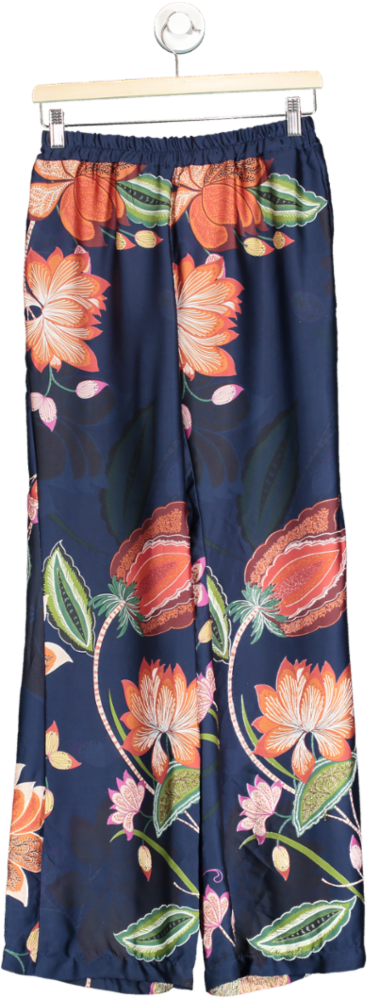 James Lakeland Blue Floral Print Trousers UK 8