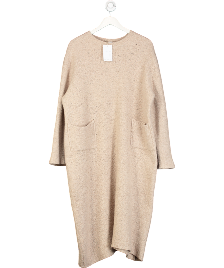 Aligne Beige Katrina Patch Pocket Boucle Jumper Dress UK L