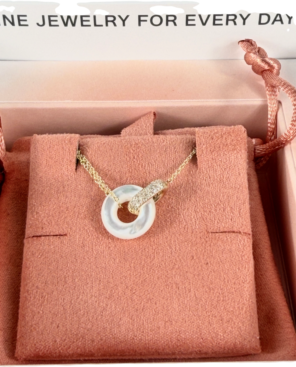 MEJURI 14k yellow gold Linked Pavé Diamond Pearl Necklace