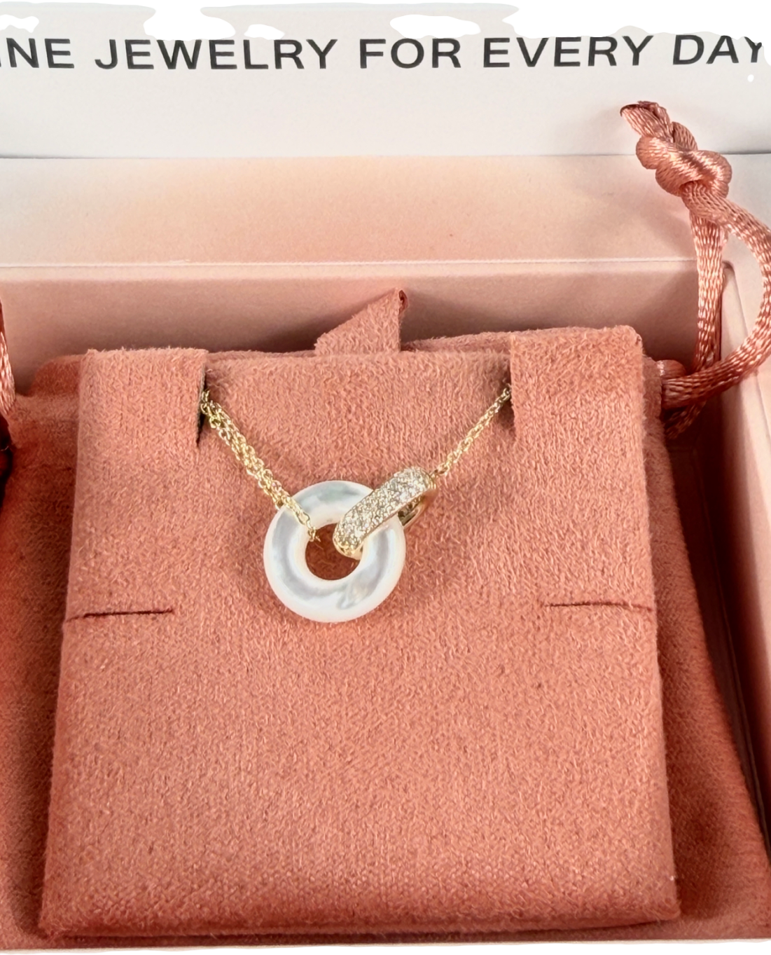 MEJURI 14k yellow gold Linked Pavé Diamond Pearl Necklace