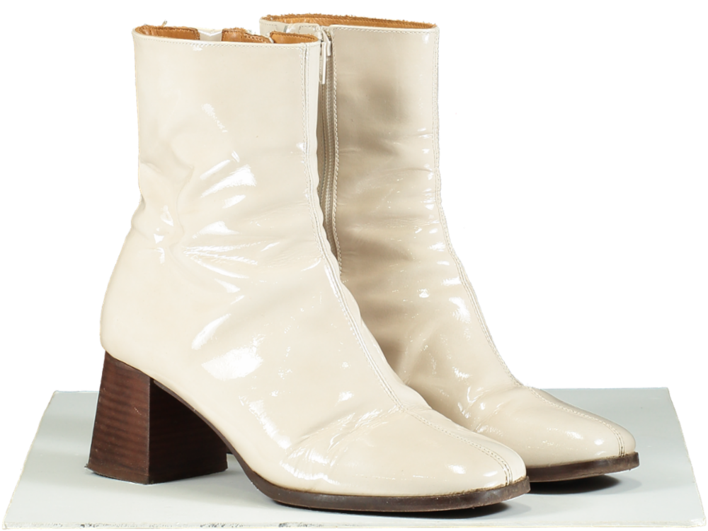 Sézane Ecru Axelle Vernis Ankle Boots UK 7 EU 40