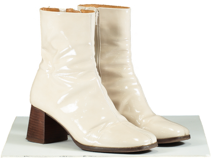 Sézane Ecru Axelle Vernis Ankle Boots UK 7 EU 40