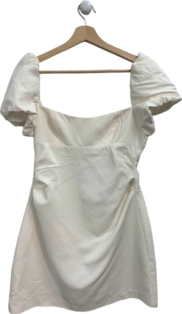 Zara White Puff Sleeve Mini Dress M