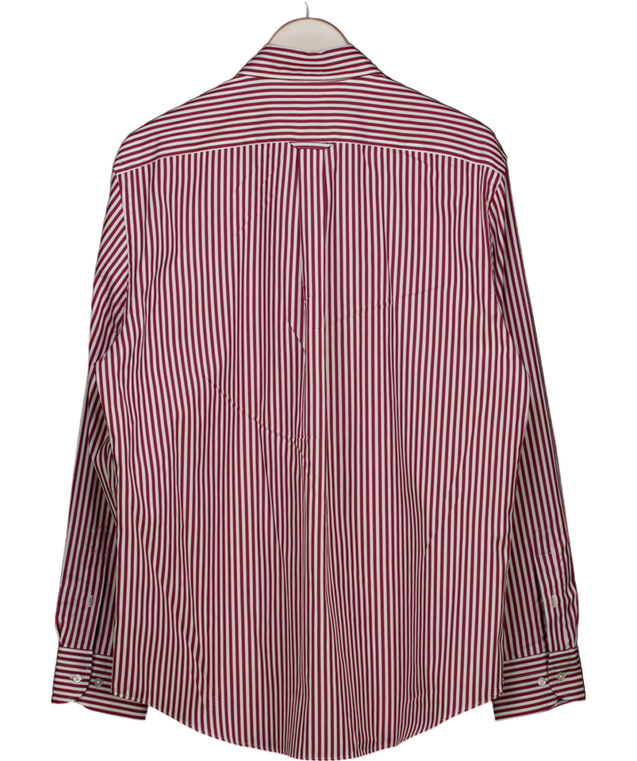 J. MCLAUGHLIN Cotton Poplin Burgundy / White Striped Shirt UK L