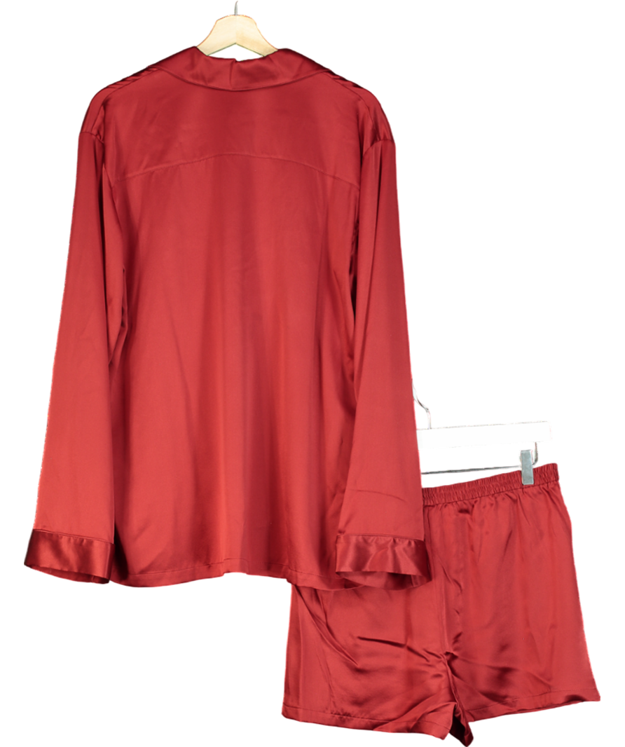 SKIMS Red Silk Oversized Pyjama Set UK S