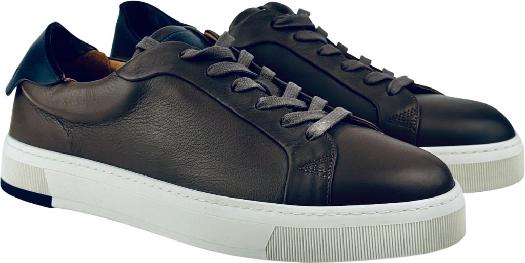 VYN SWITZERLAND Luxury Brown Italian Leather Classic Lace Up Trainers UK 10 EU 44 👞