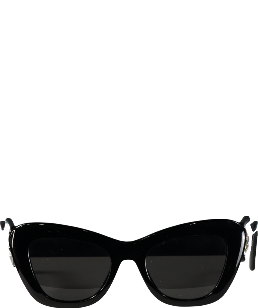 Dior Diorbobby Black / Gold B1u Cat-eye Logo Arm Sunglasses In Case And Box One Size