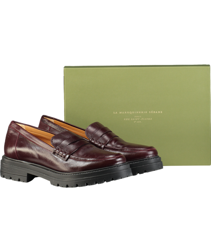 Sezane Red Albane Loafers  Glossy Burgundy UK 8 EU 41 👠
