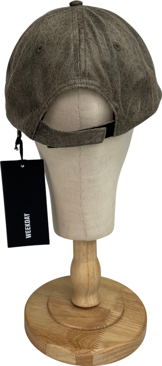 Weekday Green Faux Leather Cap UK M/L