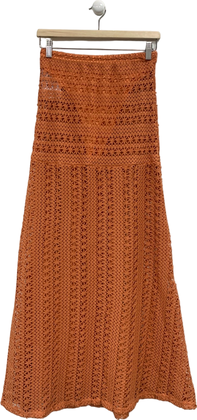Orange Crochet Maxi Skirt