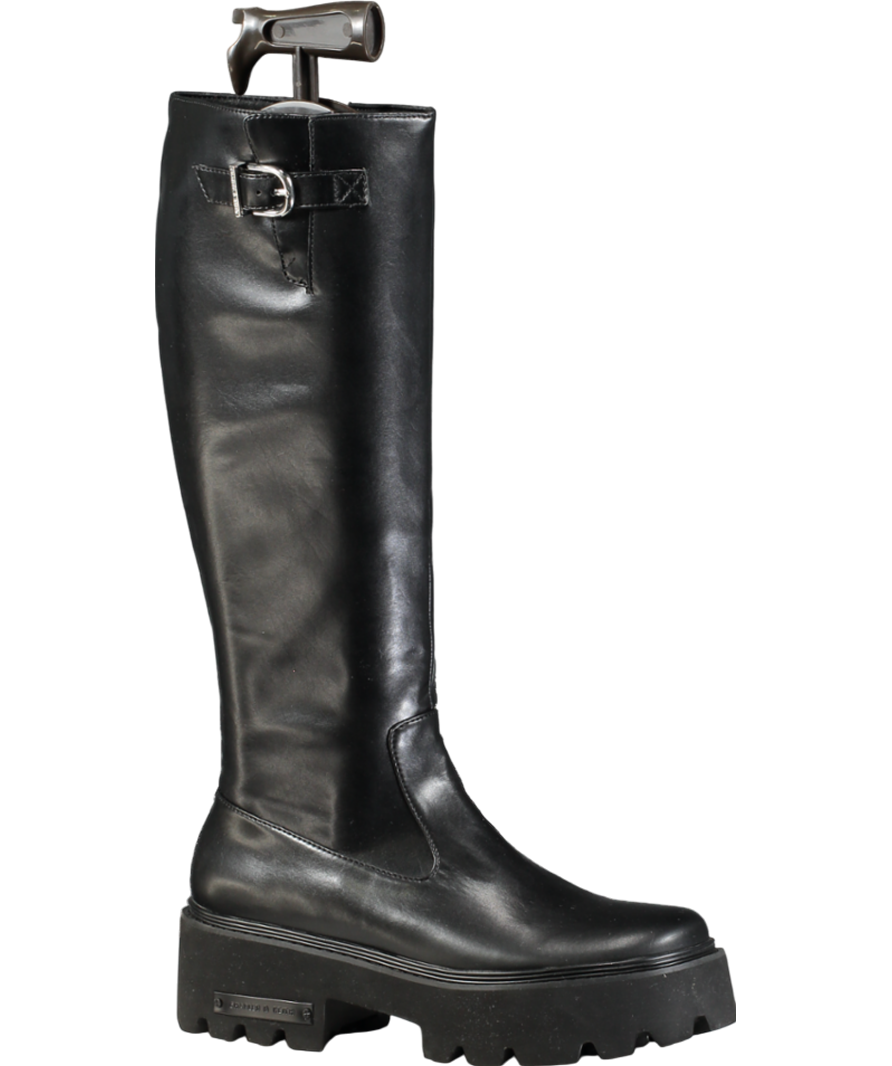 Charles & Keith Imogen Side-buckle Chunky Knee-high Boots - Black UK 5 EU 38 👠