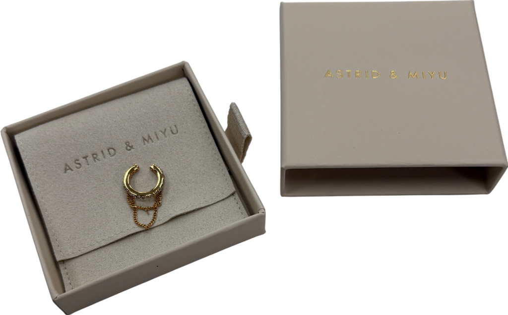 Astrid & Miyu Crystal Chain Drape Ear Cuff In Sterling Silver 18kt Gold Plate