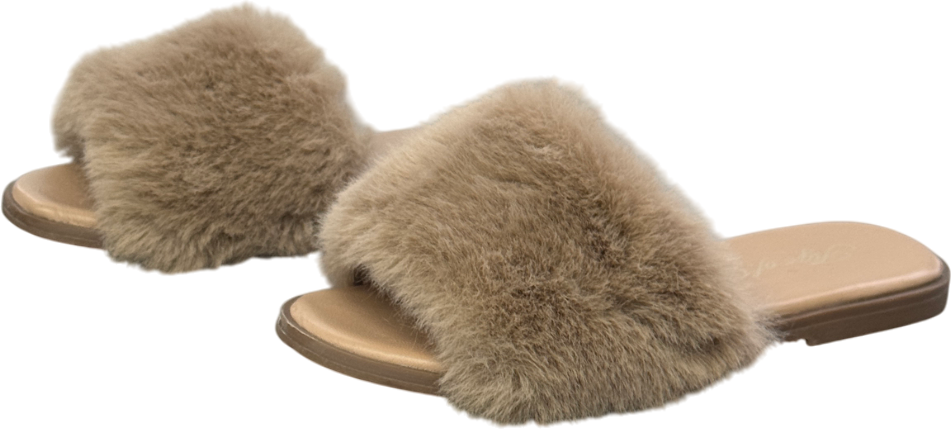 Age of Innocence Nude Rosalie Beige Fur Mules UK 11 EU 29 👼