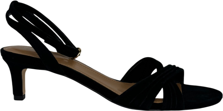 Talbots Black Tallia Pleated Suede Ankle Strap Heel Sandals UK 7.5 EU 40.5 👠