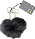 River Island Black Faux Fur Pompom Diamante Bag Charm
