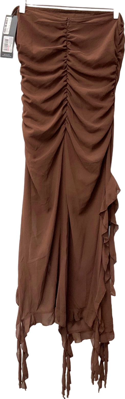 Lioness Brown Ruched Dress UK S