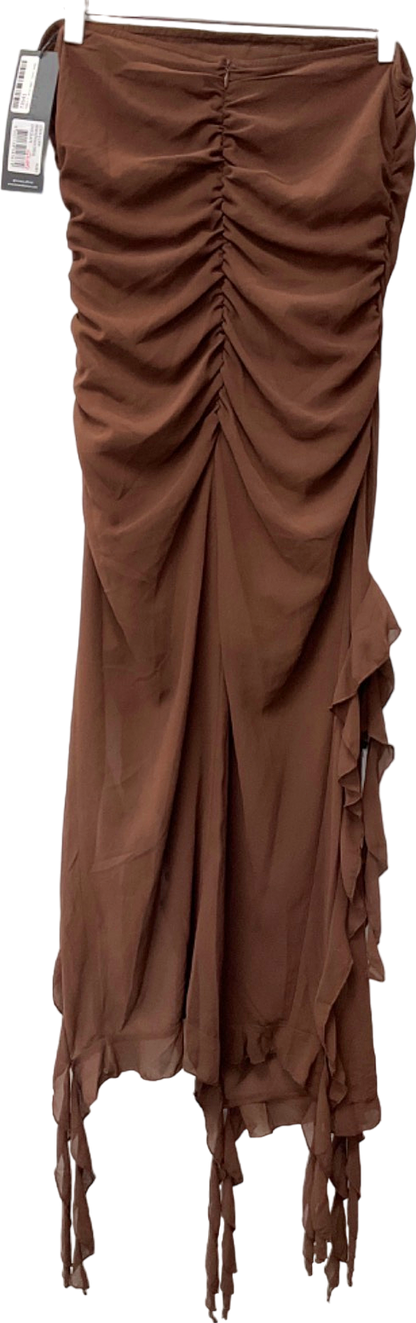 Lioness Brown Ruched Dress UK S