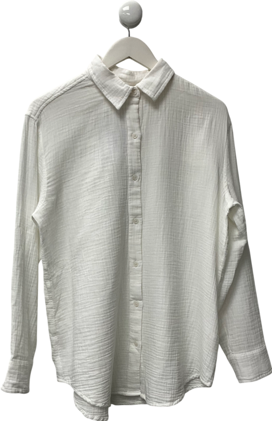 little moon White Relaxed organic cotton button-up shirt UK S