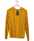 TALBOTS Yellow Chunky Cable Knit Crewneck Sweater UK M