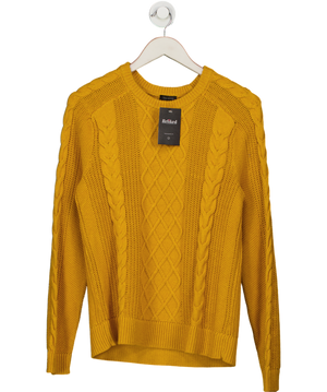 TALBOTS Yellow Chunky Cable Knit Crewneck Sweater UK M