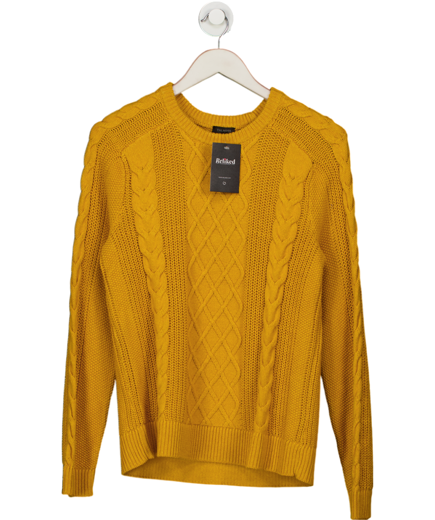 TALBOTS Yellow Chunky Cable Knit Crewneck Sweater UK M