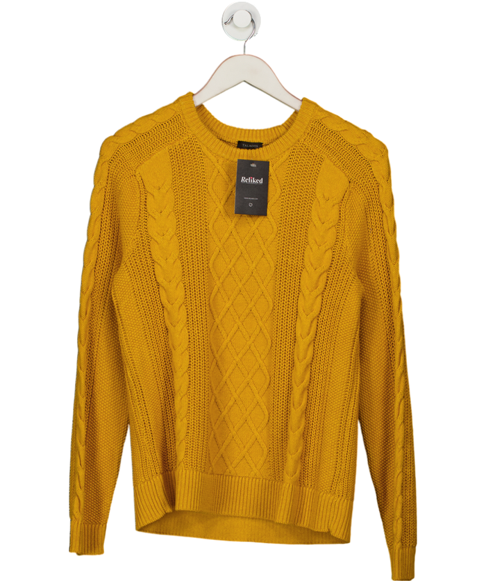 TALBOTS Yellow Chunky Cable Knit Crewneck Sweater UK M
