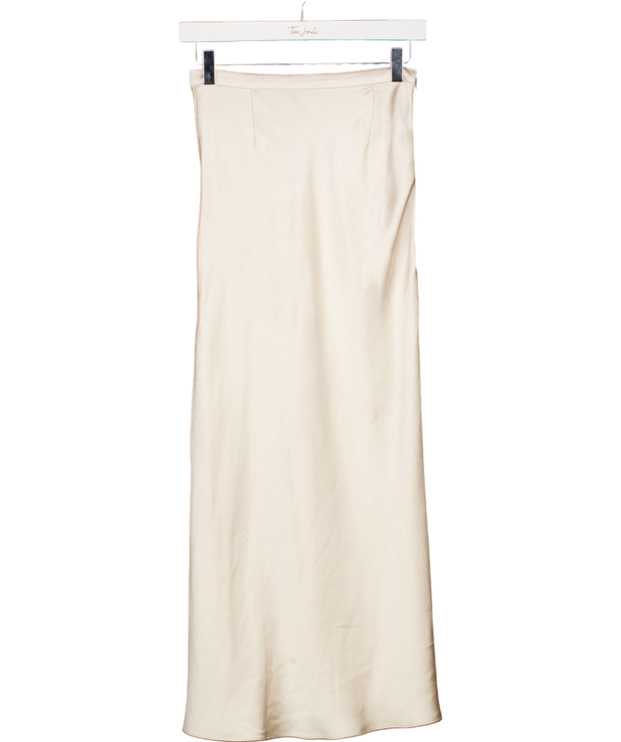 L'academie Nude Lightweight Satin Midi Skirt UK S