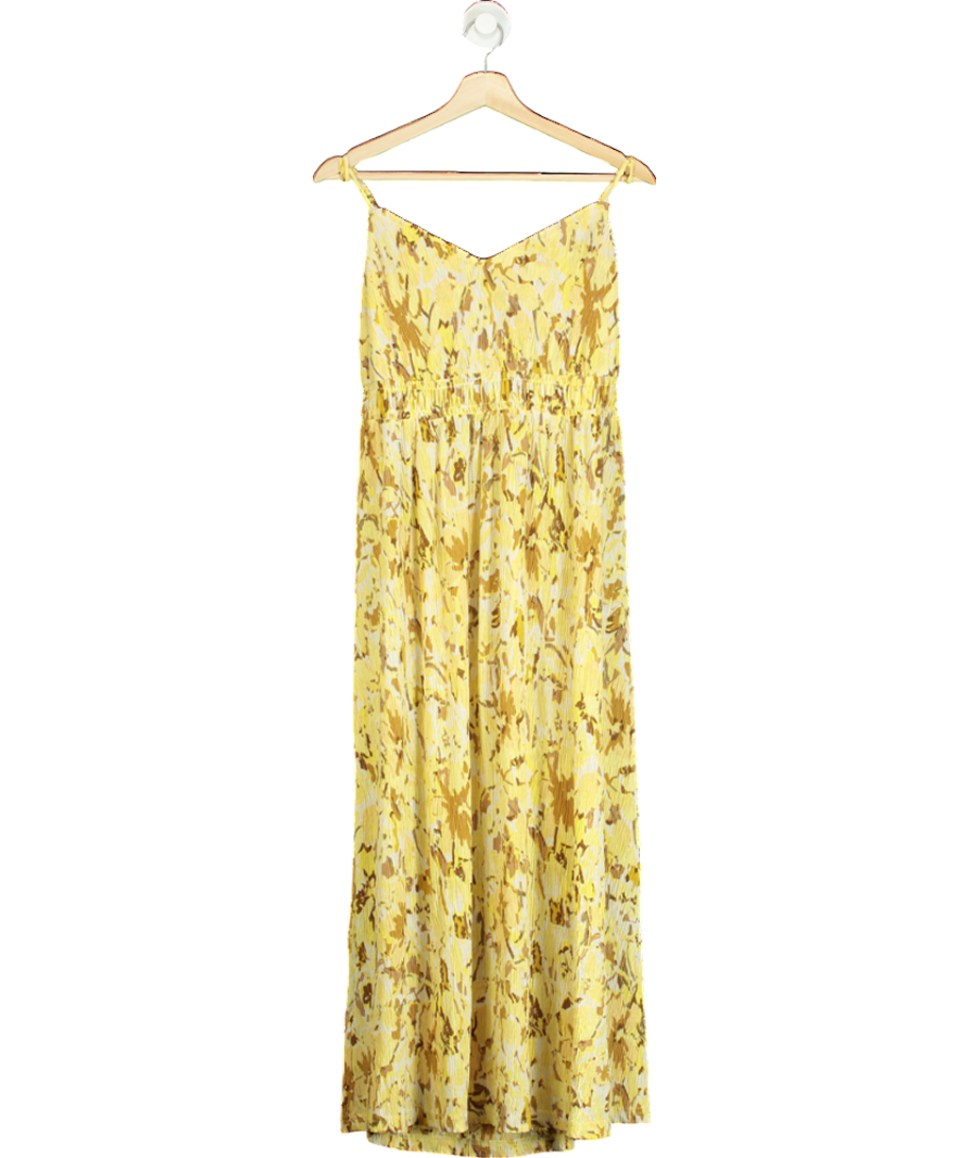 MANGO Yellow Cross-back Textured Dress UK XL