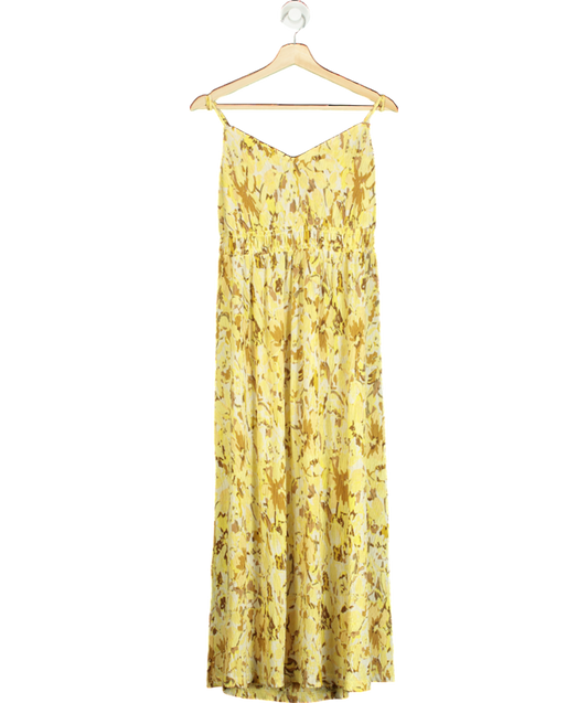 MANGO Yellow Cross-back Textured Dress UK XL