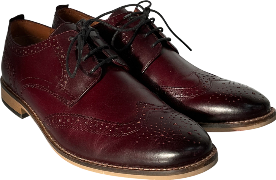 Next Burgundy Red Standard Fit Leather Contrast Sole Brogue Shoes UK 9 EU 43 👞