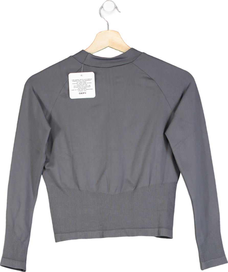 SEFI Grey Timeless Ribbed Long Sleeve Top UK S