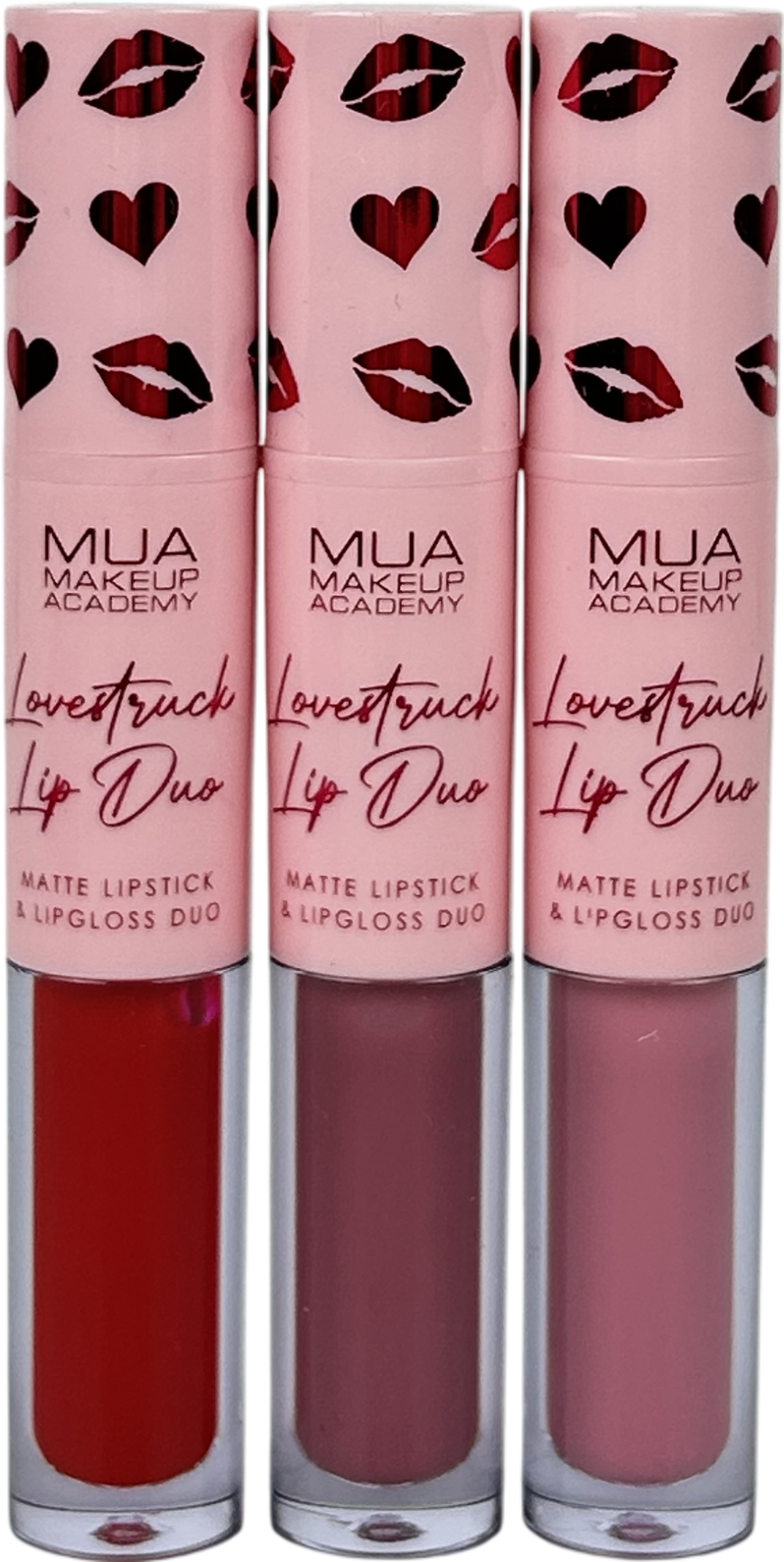 MUA Makeup Academy Lovestruck Lip Trio Hot Date, No Strings, Cupids Bow Matte lipstick-3.2g. Lip Gloss-2ml X3