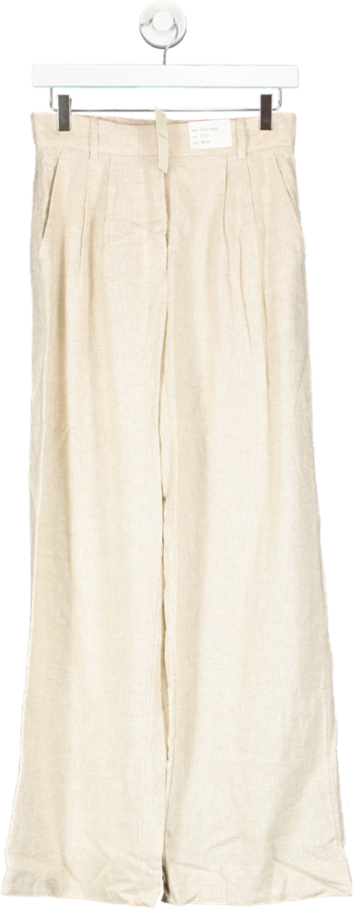 Abercrombie & Fitch Cream Ultra High Waist Wide Leg Linen Trousers W26