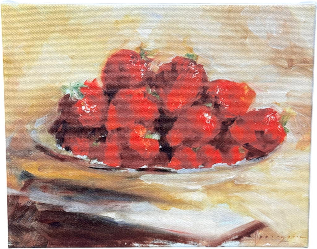 Artfully Walls Summer Strawberries Oil On Canvas Print By Georgesse Gomez