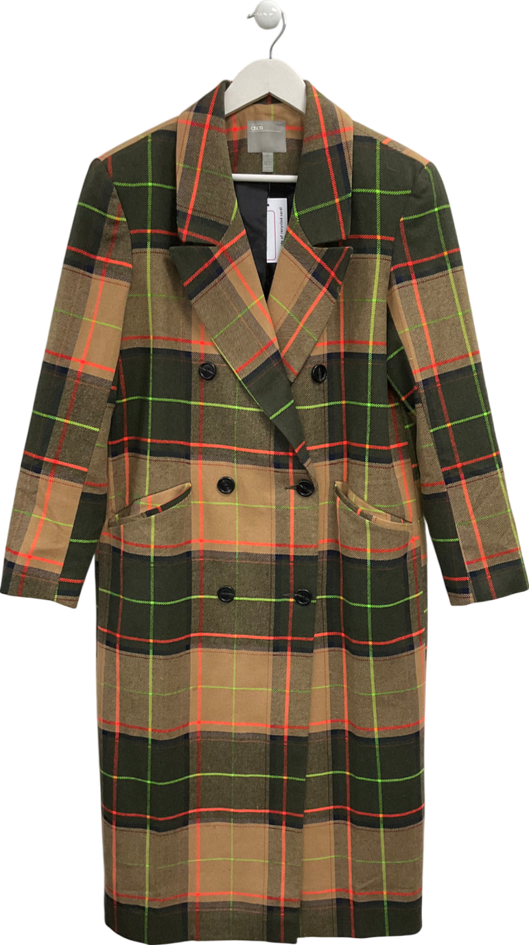 ASOS Beige Vibrant Tartan Over Coat UK 8