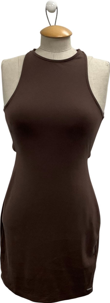 Superdry Brown Cross Back Mini Bodycon Dress UK 8