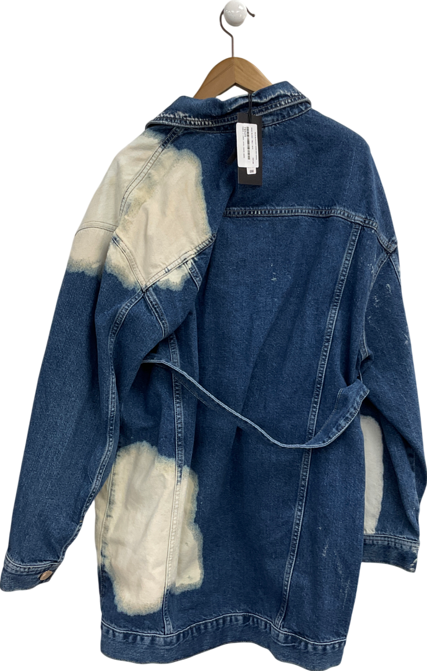 River Island Blue Bleached Denim Mini Dress UK S