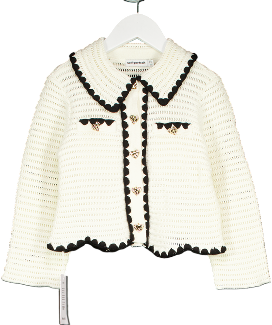 Self-Portrait Cream Crochet Cardigan with Gold heart Buttons 6-8 Years