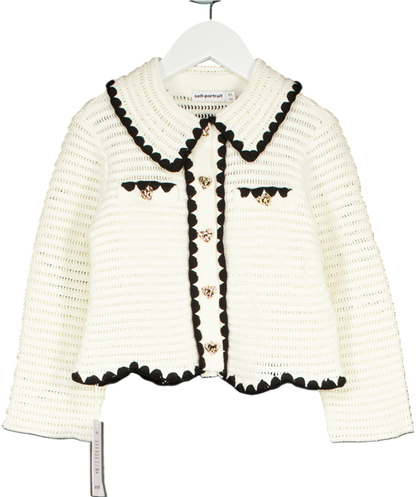 Self-Portrait Cream Crochet Cardigan with Gold heart Buttons 6-8 Years