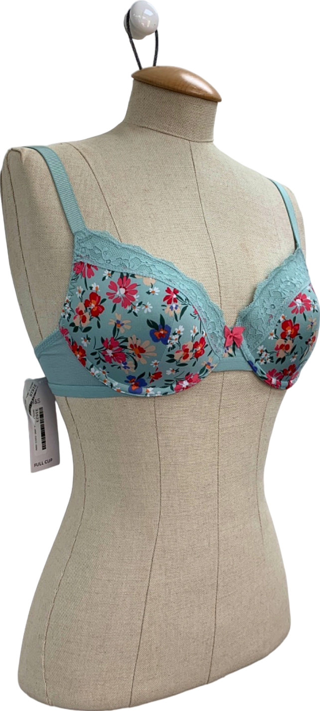 M&S Mint Floral Full Cup Bra With Lace Trim 34B