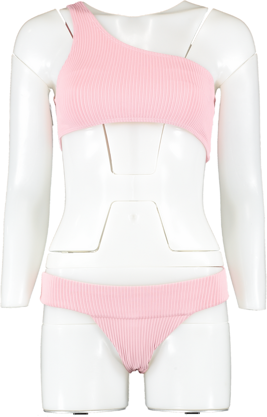 Alexandra Miro Pale Pink 3 Piece Ribbed Bikini Set UK XS