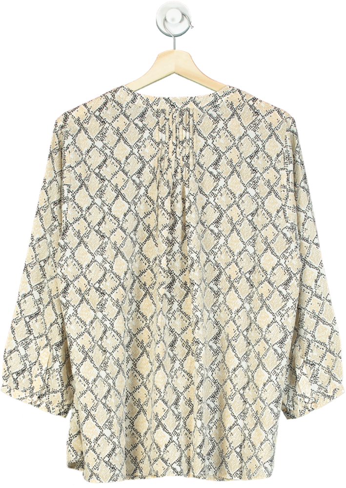 NYDJ Beige Snake Print Pintuck Blouse UK L