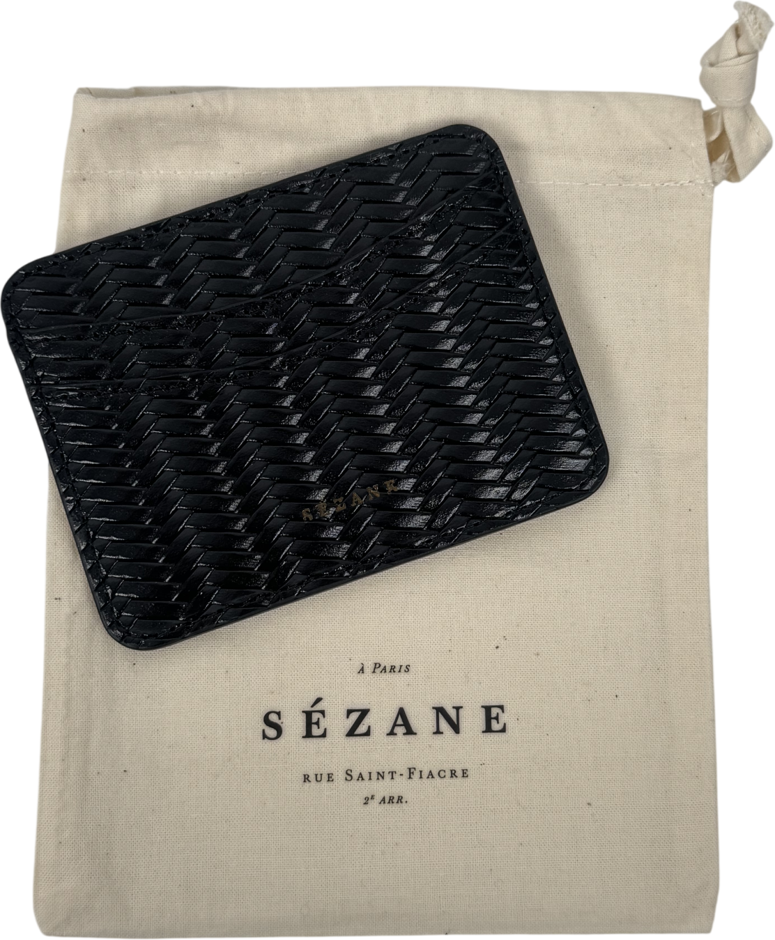 Sezane Black Jean Leather Card Holder