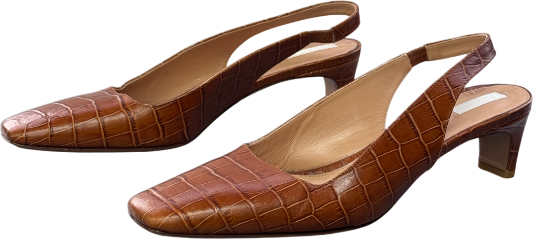 ARKET Tan Brown Square-toe Leather Slingbacks UK 6 EU 39 👠