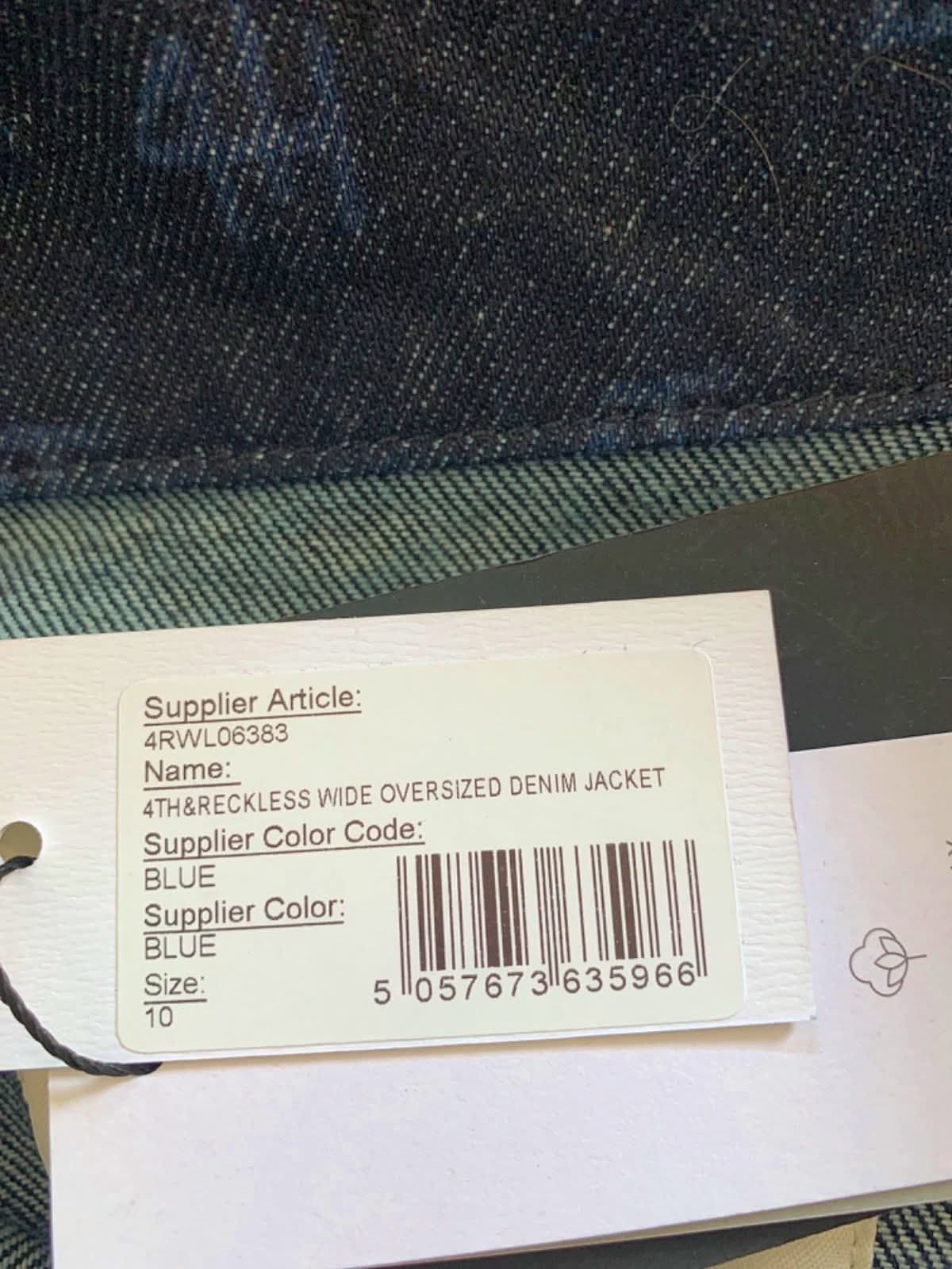 4th & Reckless Blue Wide Oversized Denim Jacket Size 10