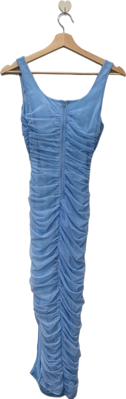 Fashion Nova Blue Ruched Bodycon Dress XS