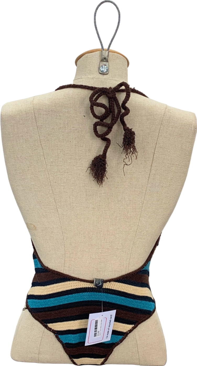 Indah Multicolour Striped Halterneck Swimsuit UK XS