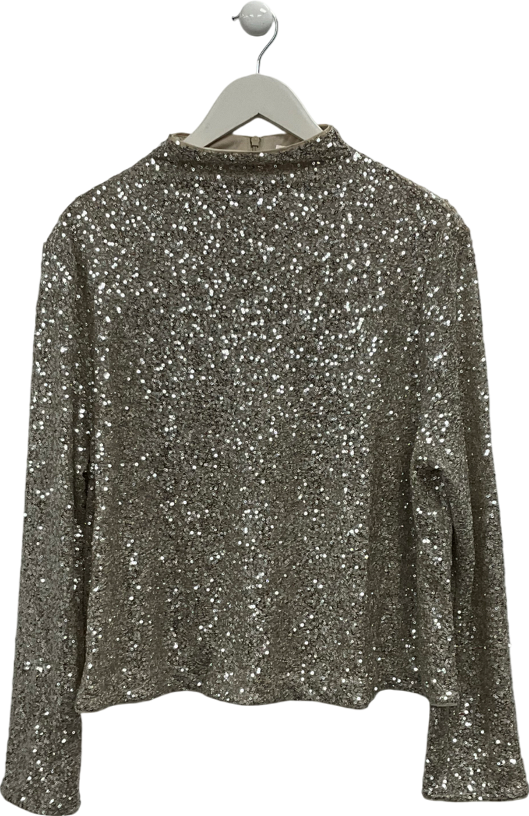 H&M Metallic Sequin High Neck Top UK XL