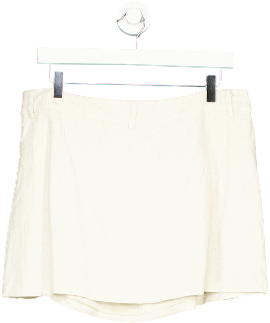 peppermayo Beige Peppermayo Exclusive - Marissa Linen Mini Skirt - Oatmeal UK 12